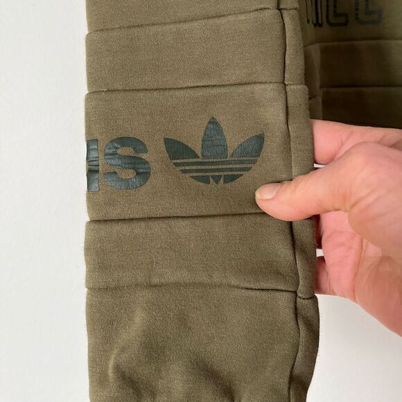 Adidas olive colored long sleeved cropped sweater, logo throughout, unique, S - Picture 4 of 8